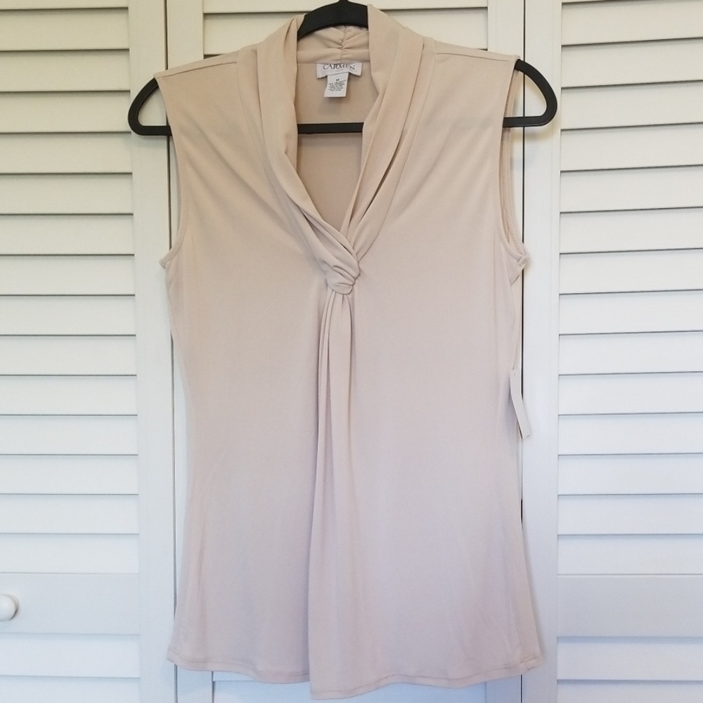 Carmen Marc Valvo Beige / Cream sleeveless top